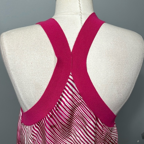 Theory 100% silk pink striped racerback tank top size M - Picture 12 of 14